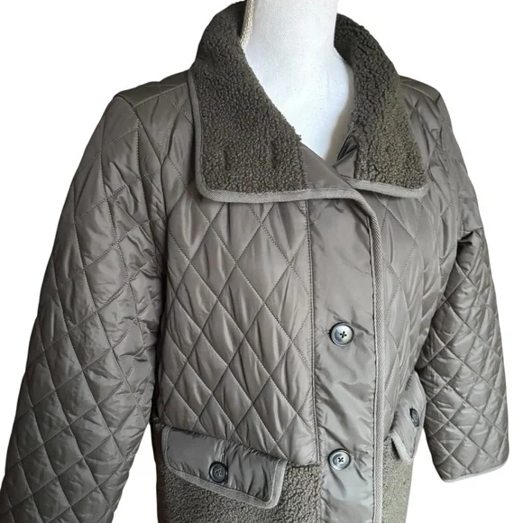 LOFT Quilted Sherpa Funnel Neck Jacket | Cozy Chic Neutral | MP - Picture 3 of 13